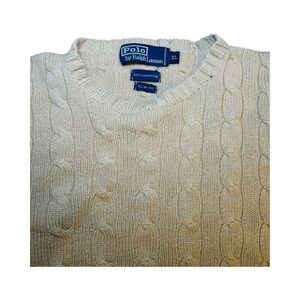 Polo Ralph Lauren Cashmere Cable-Knit Sweater Size XL slim fit Cream color